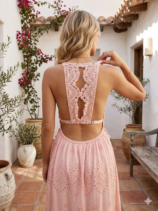 Coral crochet dress