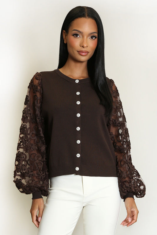 Lace sleeve cardigan