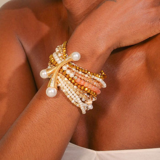 Multi layered pearl & Gemstone bracelet