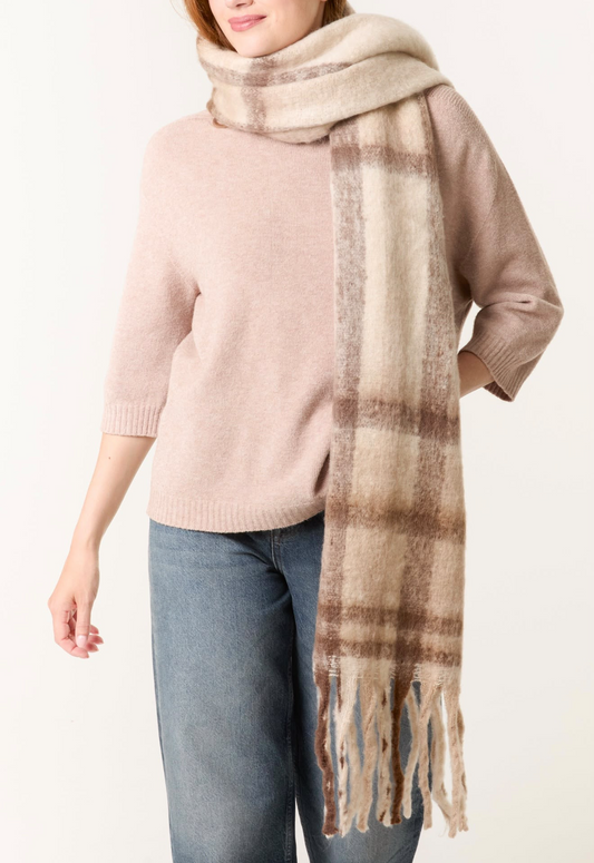 Classic cream check scarf