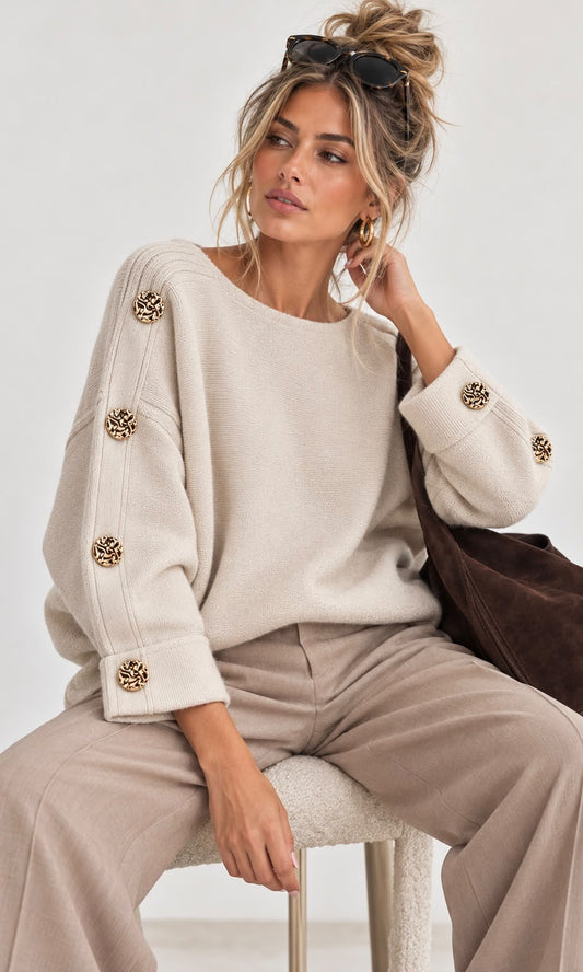 The Emily gold button jumper