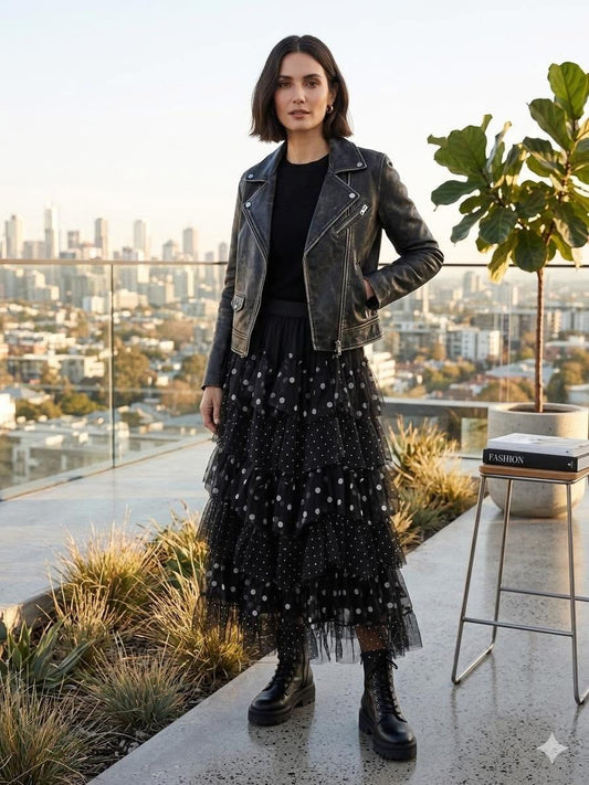 Till polka dot skirt