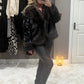 The Soho sequin arms faux fur coat