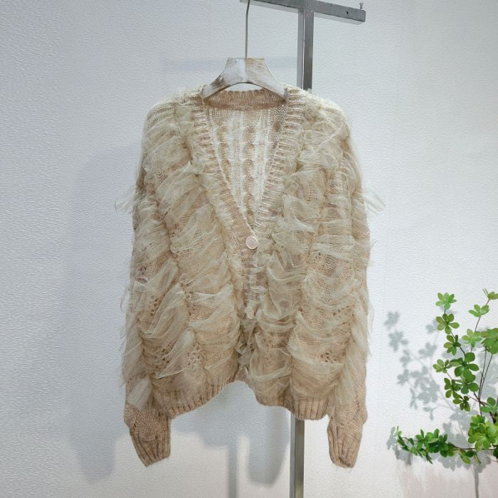 The organza ruffle cardigan