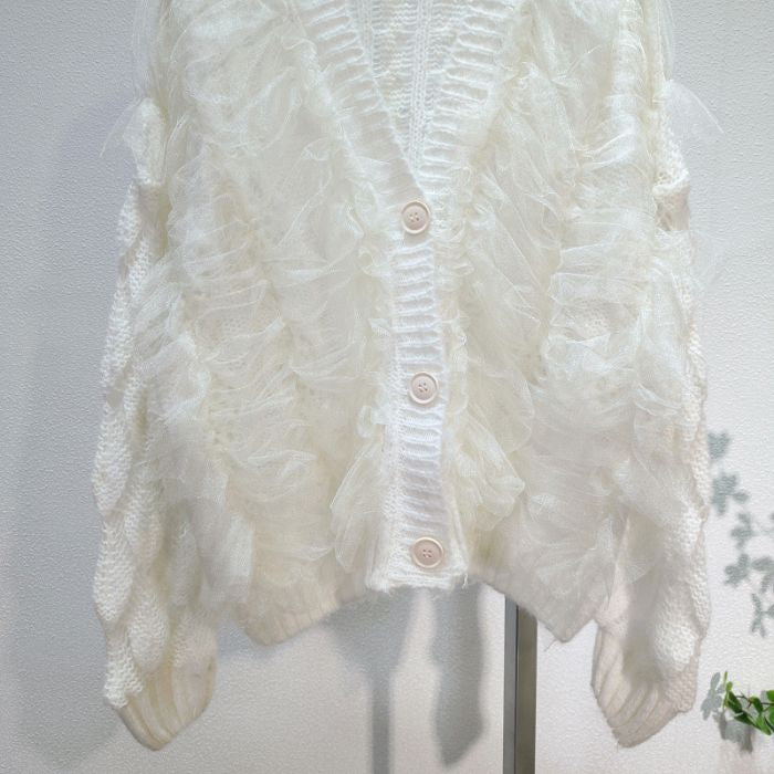 The organza ruffle cardigan