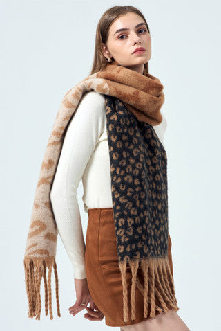 Dual leopard print scarf